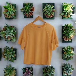 Michael Stars flounce sleeve.raw Hem Womens Shirt Blouse Size S